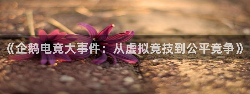 乐竞电竞锁定金额：《企鹅电竞大事件：从虚拟竞技到公平竞争》